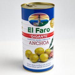 Оливки зелені з анчоусами "Гіганські" El Faro 1,4кг 10851 фото